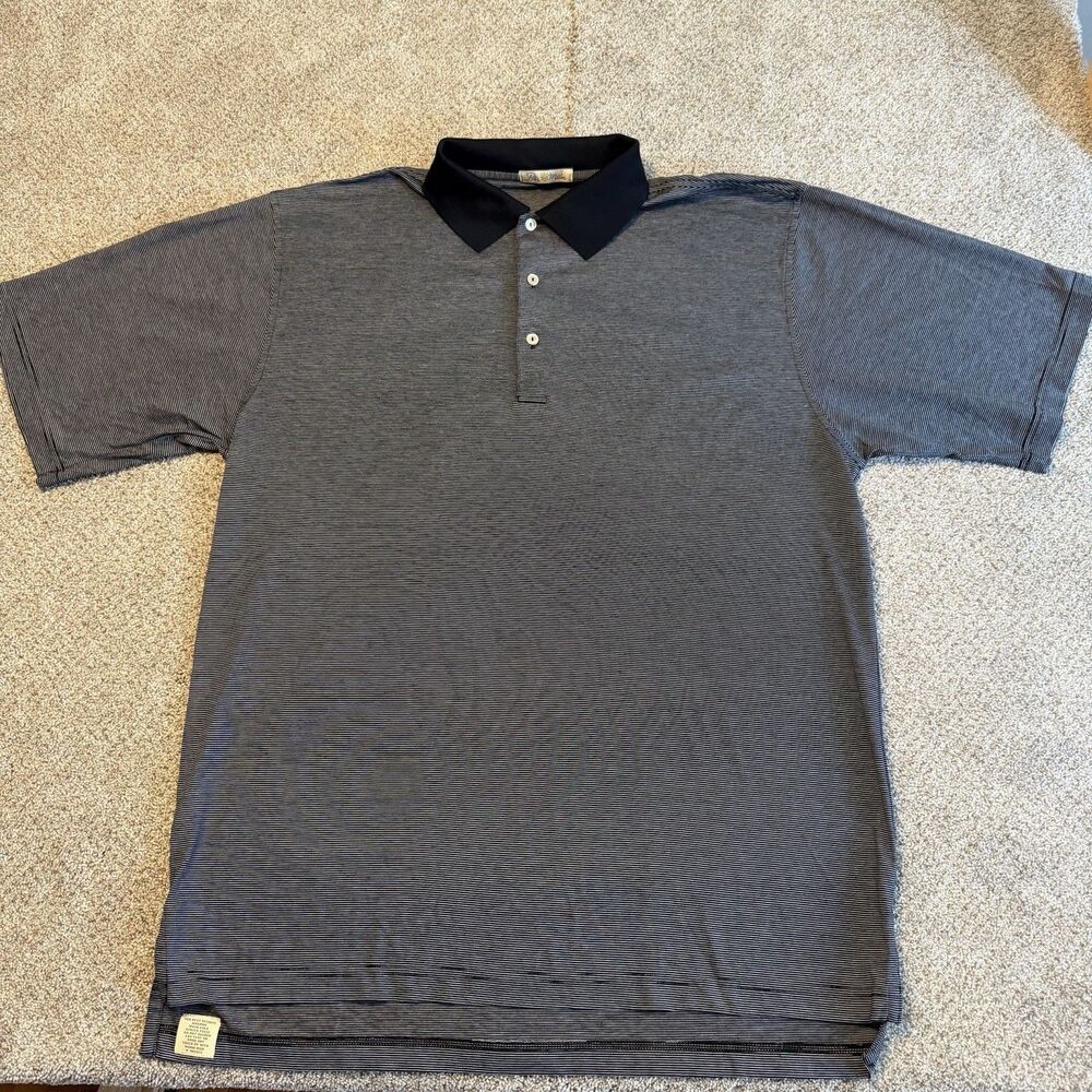 Vintage Peter Millar Golf Polo Shirt Woven Tag Double Mercerized Cotton Sz LARGE